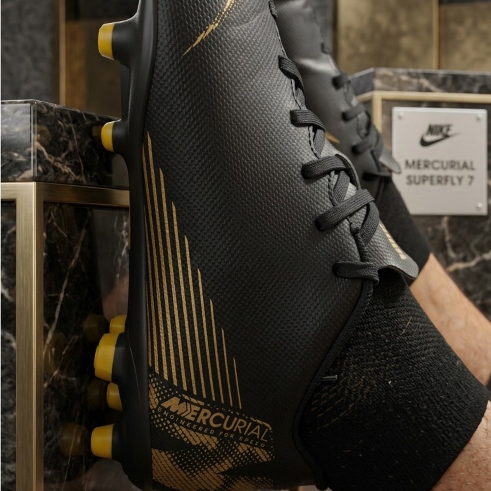 Nike Mercurial Superfly 7 Black and Gold Cleats